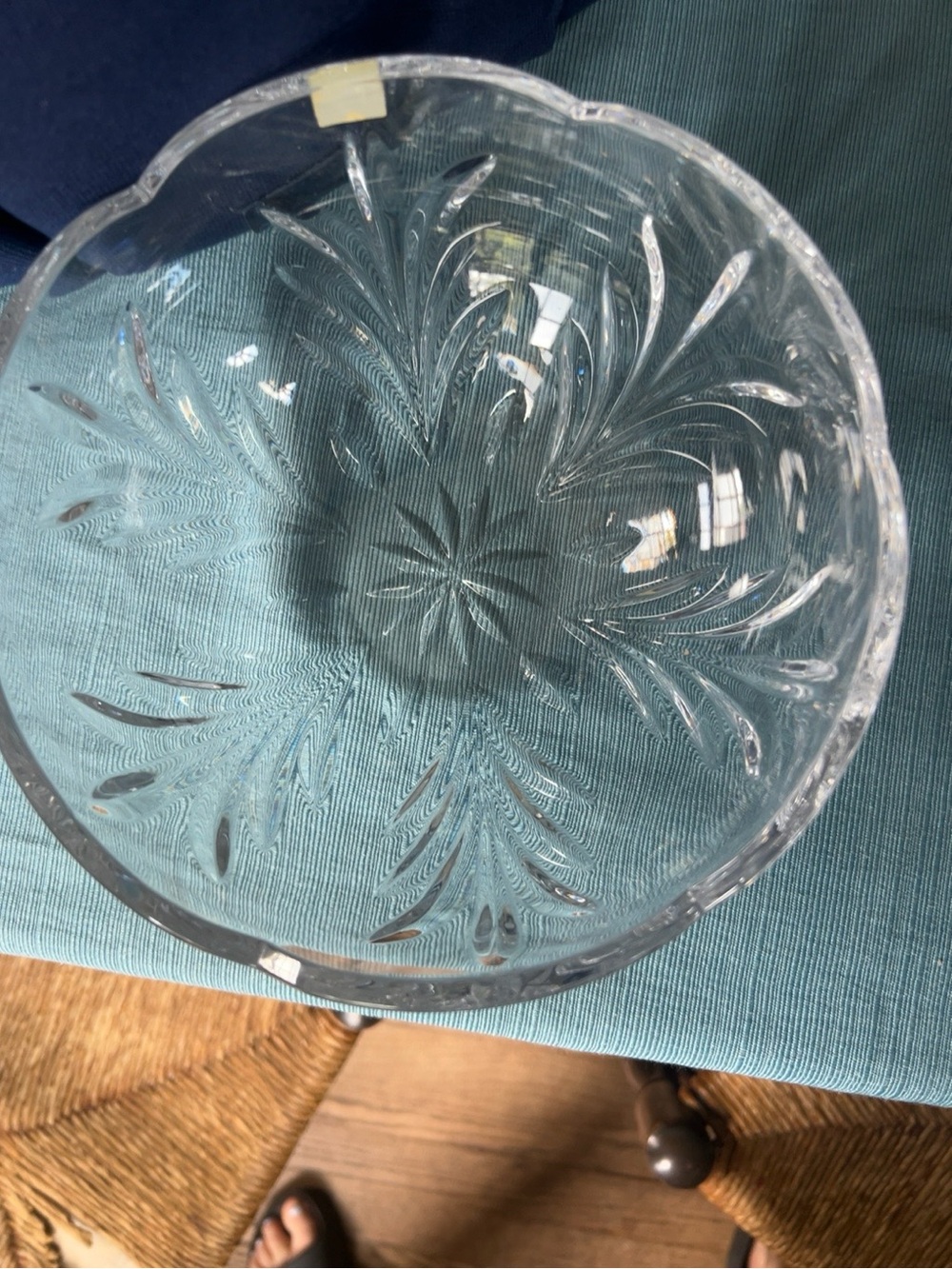 Cut Crystal Serving Bowl - Clear Glass